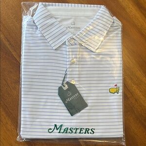 Masters White and Blue Striped Men's Polo Shirt